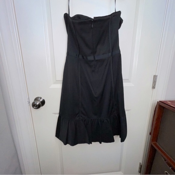 WHBM Black Strapless Cocktail Dress Mini Corset Ruffle Hemline - Picture 6 of 16